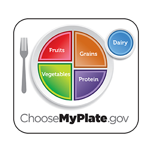 MyPlate graphic showing healthy balance of foods.